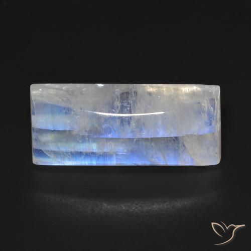 14.85ct طبيعي أبيض مزرق قوس قزح حجر القمر, باجيت, شفاف