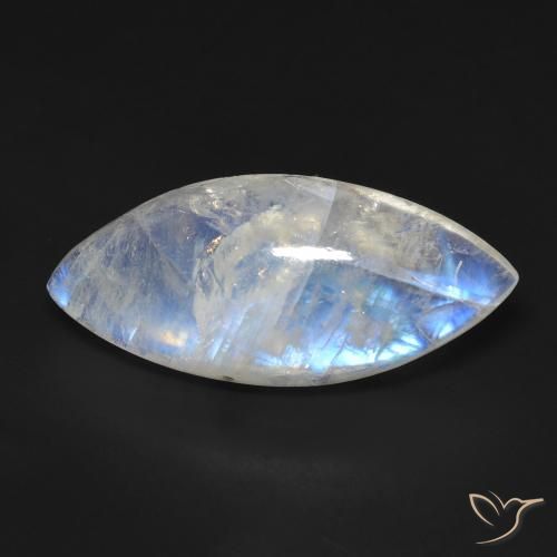 12.95ct طبيعي أبيض مزرق قوس قزح حجر القمر, ماركيز, شفاف