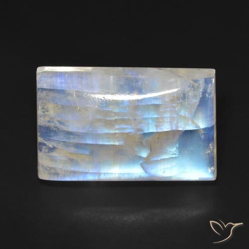 17.69ct طبيعي أبيض مزرق قوس قزح حجر القمر, باجيت, شفاف