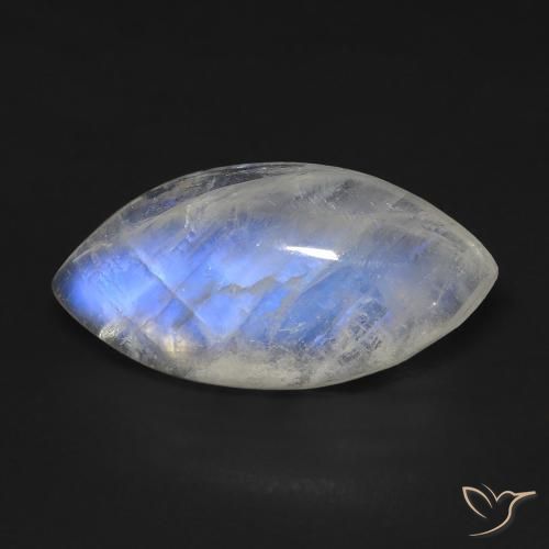 10.53ct طبيعي أبيض مزرق قوس قزح حجر القمر, ماركيز, شفاف