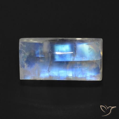 7.06ct طبيعي أبيض مزرق قوس قزح حجر القمر, باجيت, شفاف
