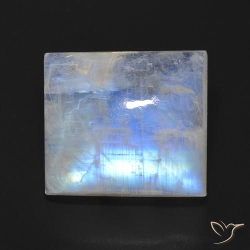 13.64ct طبيعي أبيض مزرق قوس قزح حجر القمر, باجيت, شفاف
