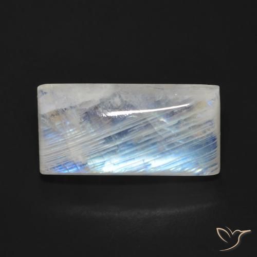 9.27ct طبيعي أبيض مزرق قوس قزح حجر القمر, باجيت, شفاف