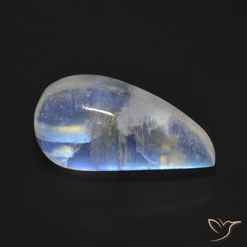 10.59ct طبيعي أبيض مزرق قوس قزح حجر القمر, فانسى, شفاف