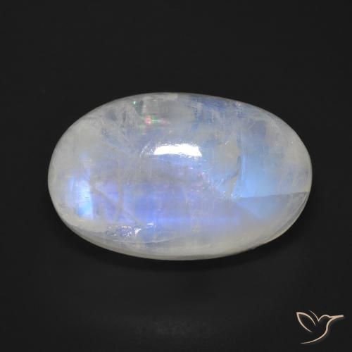 19.49ct طبيعي أبيض مزرق قوس قزح حجر القمر, بيضوي, غير شفاف