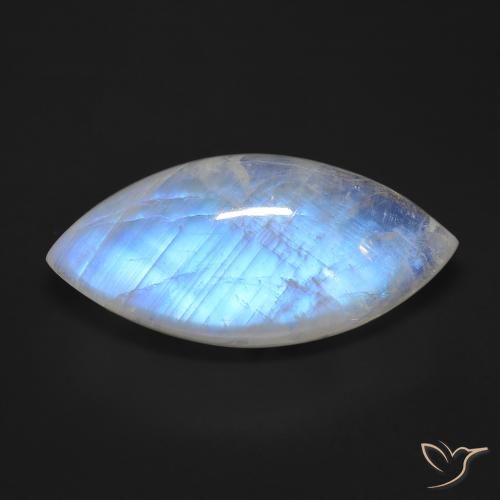 24.44ct طبيعي أبيض مزرق قوس قزح حجر القمر, ماركيز, شفاف