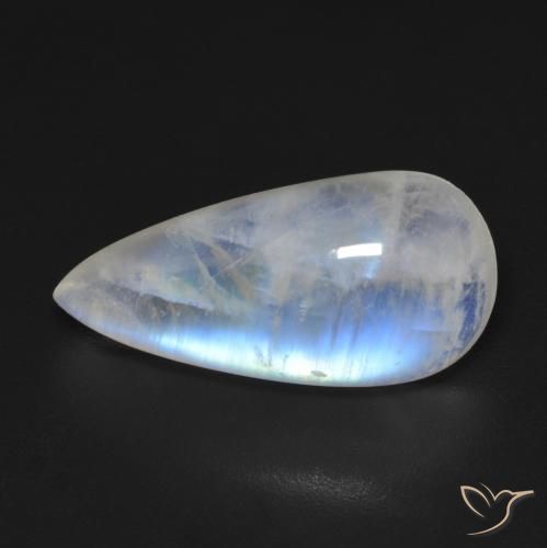 8.48ct طبيعي أبيض مزرق قوس قزح حجر القمر, شكل الكمثرى, شفاف