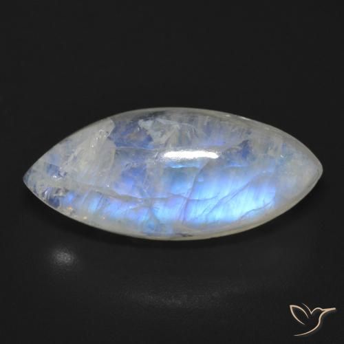 11.83ct طبيعي أبيض مزرق قوس قزح حجر القمر, ماركيز, شفاف