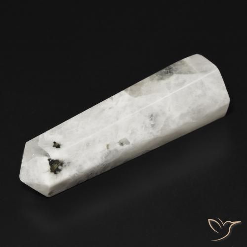 25.91ct طبيعي أبيض مع أسود قوس قزح حجر القمر, فانسى, غير شفاف