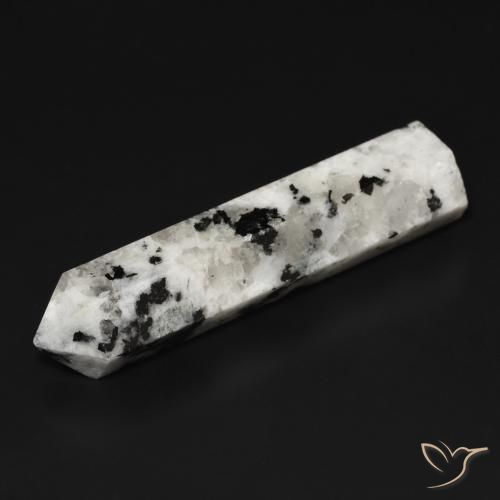 34.49ct طبيعي أبيض مع أسود قوس قزح حجر القمر, فانسى, غير شفاف
