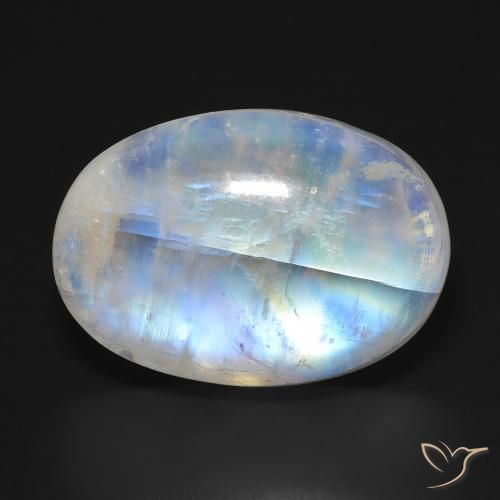 33.97ct طبيعي أبيض مزرق قوس قزح حجر القمر, بيضوي, نصف شفاف