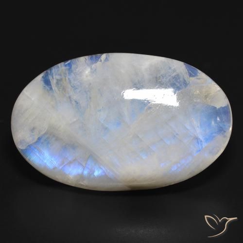 46.73ct طبيعي أبيض مزرق قوس قزح حجر القمر, بيضوي, نصف شفاف