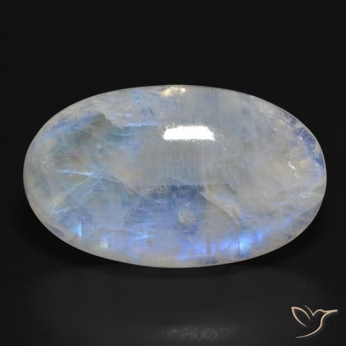 33.87ct طبيعي أبيض مزرق قوس قزح حجر القمر, بيضوي, نصف شفاف