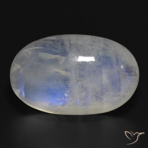 32.27ct طبيعي أبيض مزرق قوس قزح حجر القمر, بيضوي, نصف شفاف