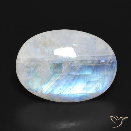 13.54ct طبيعي أبيض مزرق قوس قزح حجر القمر, بيضوي, نصف شفاف