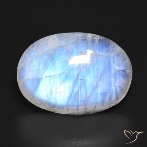 23.16ct طبيعي أبيض مزرق قوس قزح حجر القمر, بيضوي, نصف شفاف