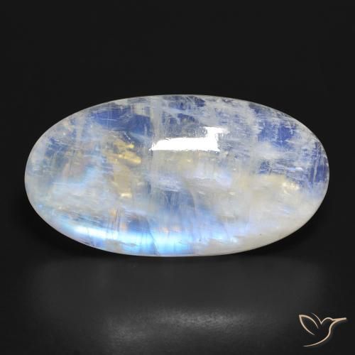 34.30ct طبيعي أبيض مزرق قوس قزح حجر القمر, بيضوي, شفاف