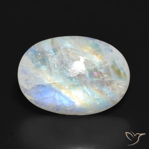 12.72ct طبيعي أبيض مزرق قوس قزح حجر القمر, بيضوي, نصف شفاف