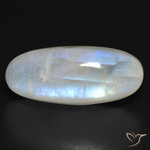 21.52ct طبيعي أبيض مزرق قوس قزح حجر القمر, بيضوي, نصف شفاف