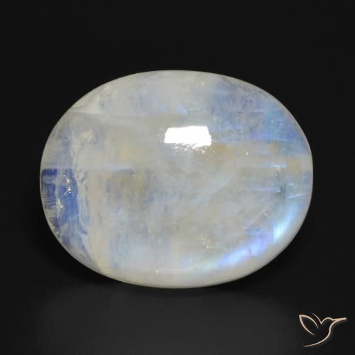 19.86ct طبيعي أبيض مزرق قوس قزح حجر القمر, بيضوي, نصف شفاف
