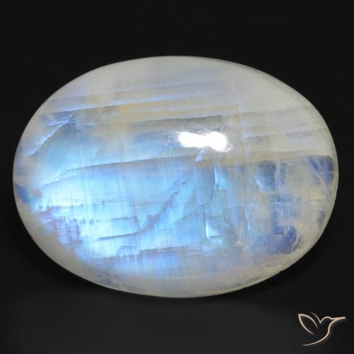 26.57ct طبيعي أبيض مزرق قوس قزح حجر القمر, بيضوي, نصف شفاف