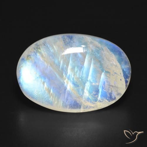 16.07ct طبيعي أبيض مزرق قوس قزح حجر القمر, بيضوي, نصف شفاف