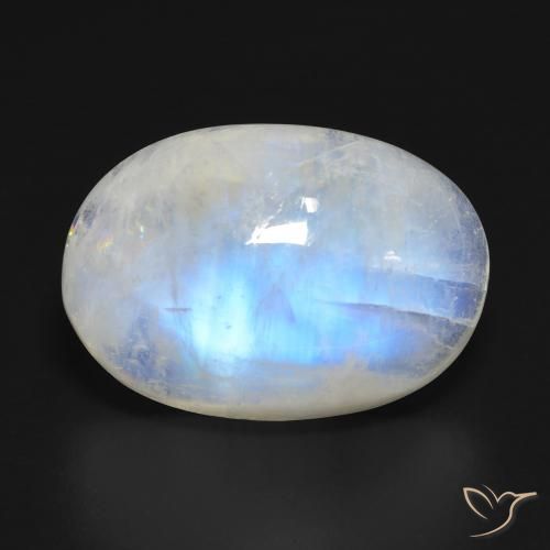 20.99ct طبيعي أبيض مزرق قوس قزح حجر القمر, بيضوي, شفاف