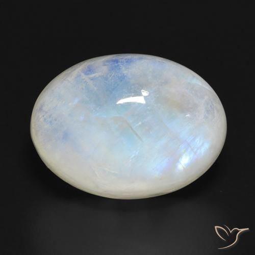 14.50ct طبيعي أبيض مزرق قوس قزح حجر القمر, بيضوي, نصف شفاف