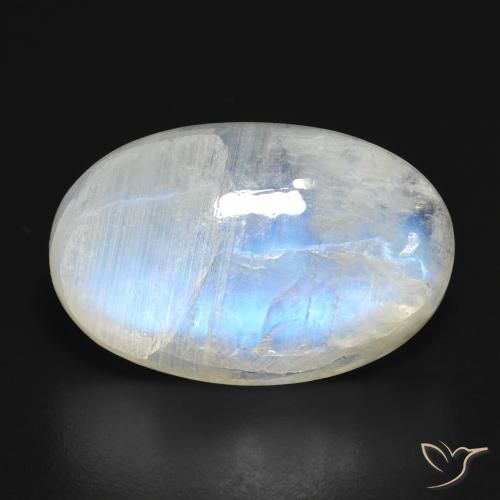16.32ct طبيعي أبيض مزرق قوس قزح حجر القمر, بيضوي, نصف شفاف