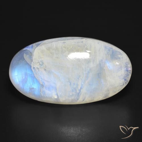 39.99ct طبيعي أبيض مزرق قوس قزح حجر القمر, بيضوي, نصف شفاف