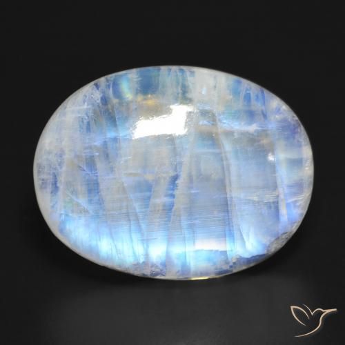 27.61ct طبيعي أبيض مزرق قوس قزح حجر القمر, بيضوي, نصف شفاف