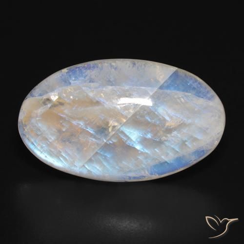 24.46ct طبيعي أبيض مزرق قوس قزح حجر القمر, بيضوي, نصف شفاف