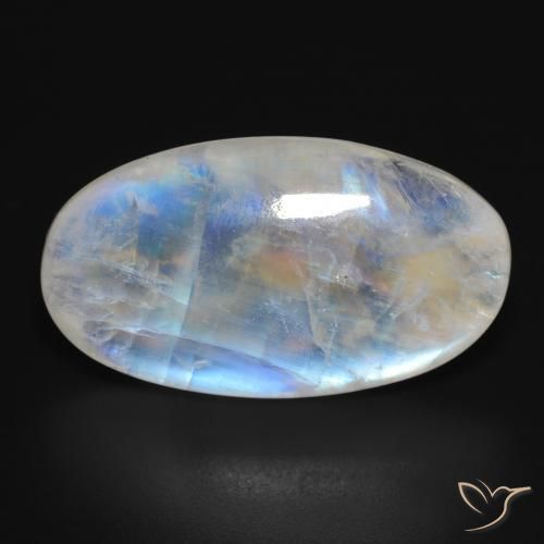 26.45ct طبيعي أبيض مزرق قوس قزح حجر القمر, بيضوي, نصف شفاف