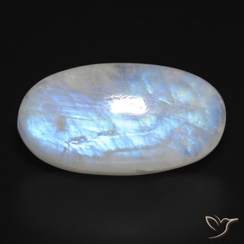 28.13ct طبيعي أبيض مزرق قوس قزح حجر القمر, بيضوي, نصف شفاف