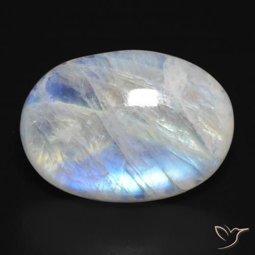 29.81ct طبيعي أبيض مزرق قوس قزح حجر القمر, بيضوي, نصف شفاف