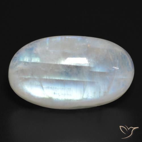21.15ct طبيعي أبيض مزرق قوس قزح حجر القمر, بيضوي, نصف شفاف