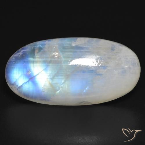 17.17ct طبيعي أبيض مزرق قوس قزح حجر القمر, بيضوي, نصف شفاف