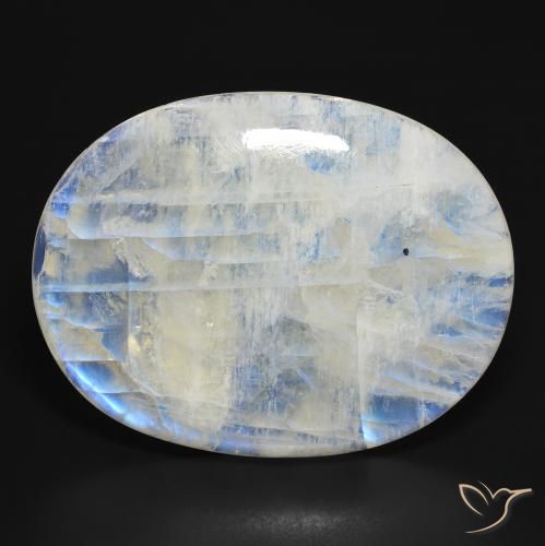112.39ct طبيعي أبيض مزرق قوس قزح حجر القمر, بيضوي, نصف شفاف