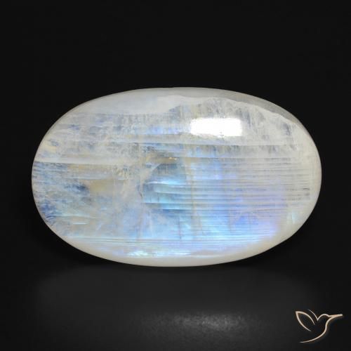 27.82ct طبيعي أبيض مزرق قوس قزح حجر القمر, بيضوي, نصف شفاف