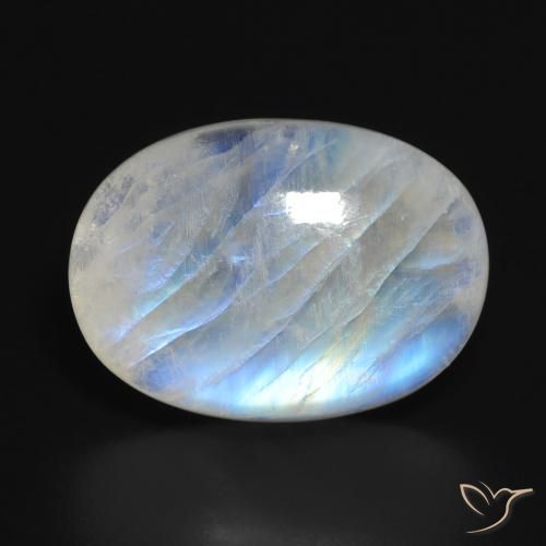 14.84ct طبيعي أبيض مزرق قوس قزح حجر القمر, بيضوي, نصف شفاف