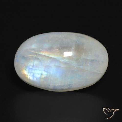 14.10ct طبيعي أبيض مزرق قوس قزح حجر القمر, بيضوي, نصف شفاف