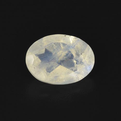 0.81ct طبيعي أبيض مزرق قوس قزح حجر القمر, بيضوي, شفاف