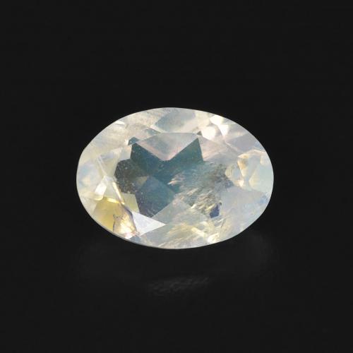 0.76ct طبيعي أبيض مزرق قوس قزح حجر القمر, بيضوي, شفاف