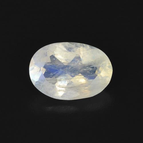 0.68ct طبيعي أبيض مزرق قوس قزح حجر القمر, بيضوي, شفاف