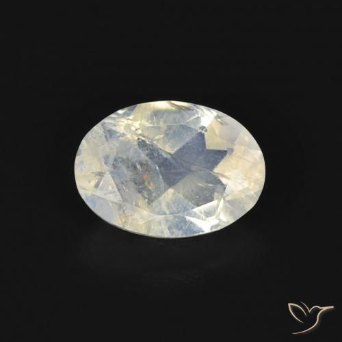0.74ct طبيعي أبيض مزرق قوس قزح حجر القمر, بيضوي, شفاف