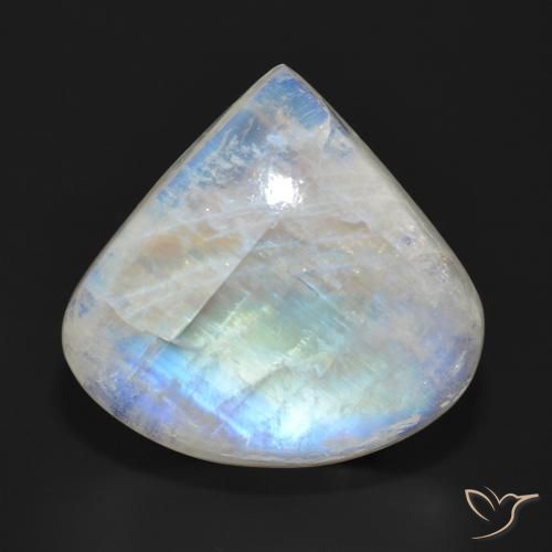 26.26ct طبيعي أبيض مزرق قوس قزح حجر القمر, شكل الكمثرى, نصف شفاف