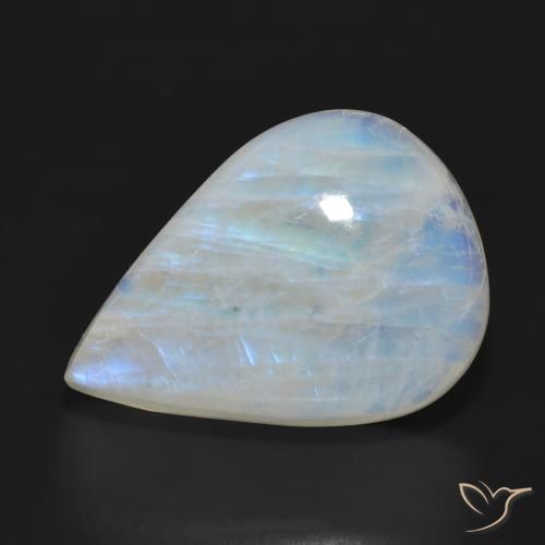 26.32ct طبيعي أبيض مزرق قوس قزح حجر القمر, شكل الكمثرى, نصف شفاف