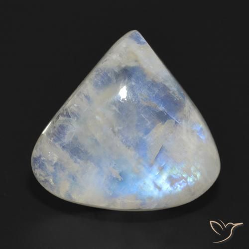 12.67ct طبيعي أبيض مزرق قوس قزح حجر القمر, شكل الكمثرى, نصف شفاف
