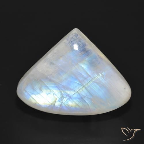 30.77ct طبيعي أبيض مزرق قوس قزح حجر القمر, شكل الكمثرى, نصف شفاف