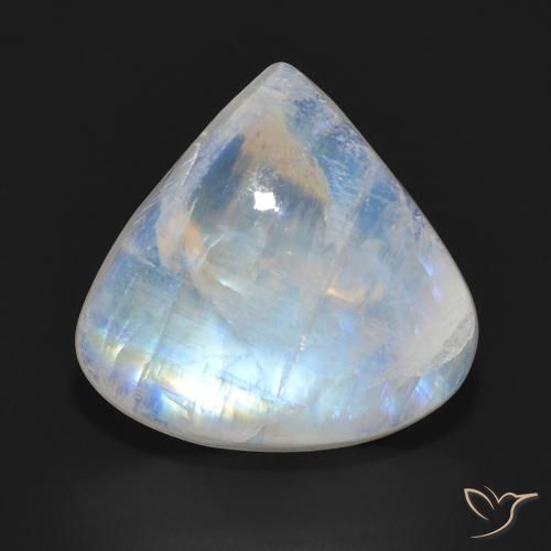 11.23ct طبيعي أبيض مزرق قوس قزح حجر القمر, شكل الكمثرى, نصف شفاف